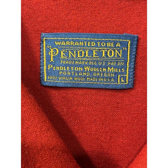 Pendleton Shacket Button Up Shirt 100% Virgin Wool Sz L Red Missing Button - Picture 4 of 10